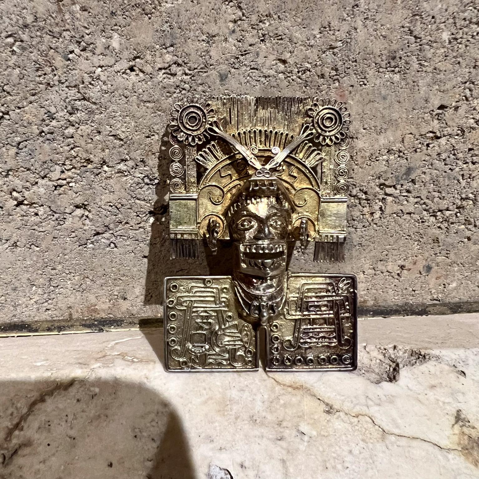 Mid-Century Modern 1960s Matl Aztec Vermeil Sterling Mixtec Pendant Brooch Mexico For Sale