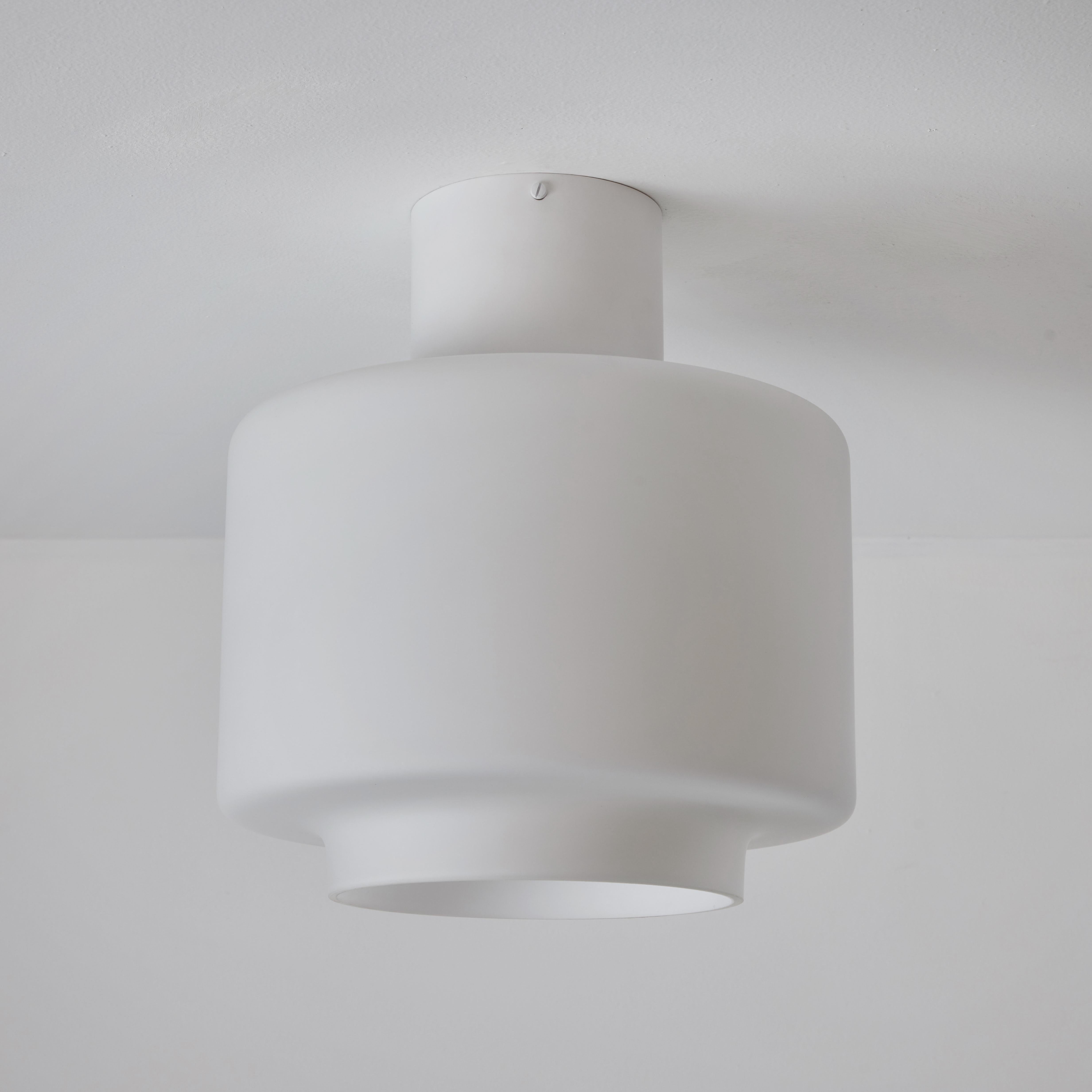 Mid-20th Century 1960s Mauri Almari Opaline Glass and White Metal 'AE 88' Ceiling Lamp for Itsu For Sale