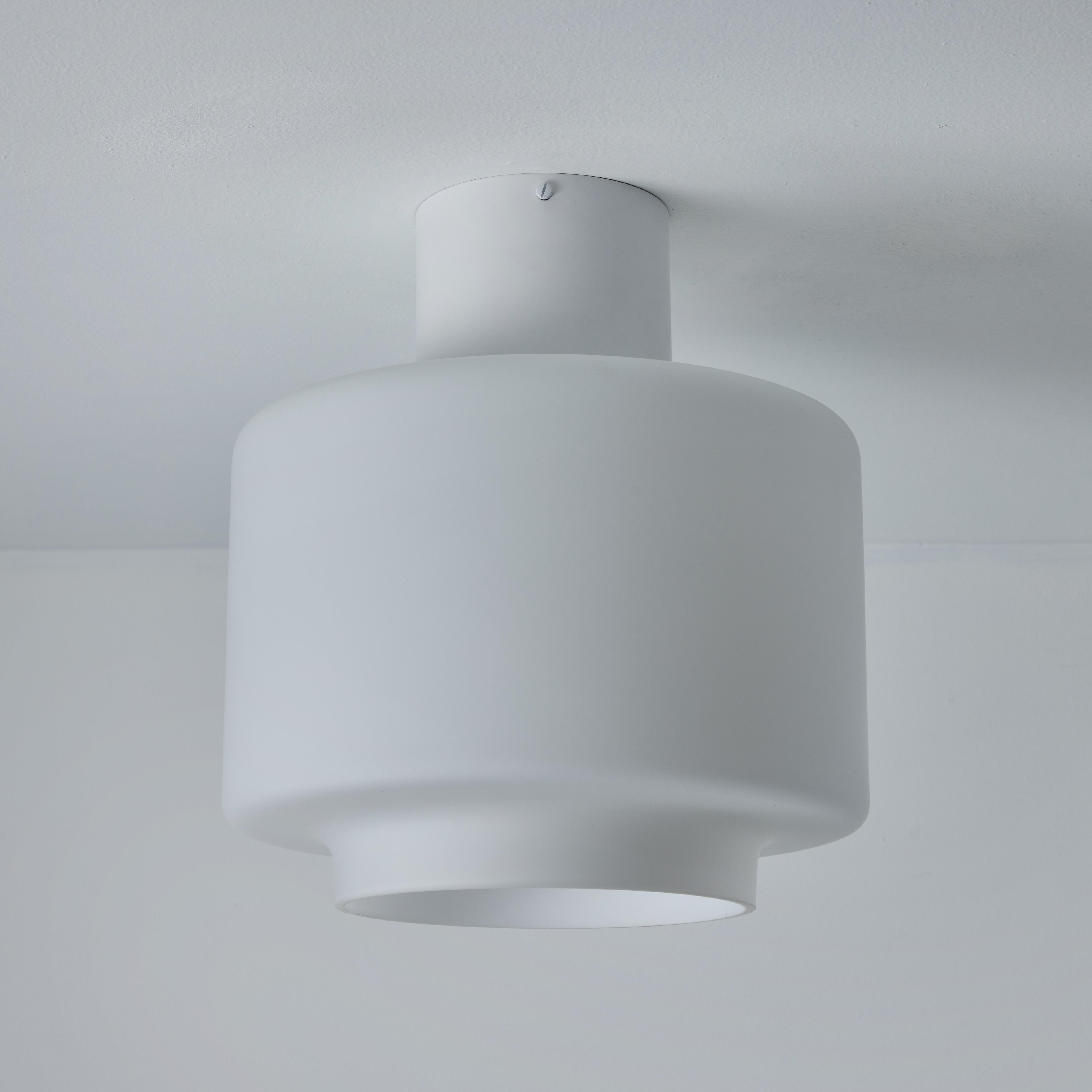 1960s Mauri Almari Opaline Glass and White Metal 'AE 88' Ceiling Lamp for Itsu For Sale 1