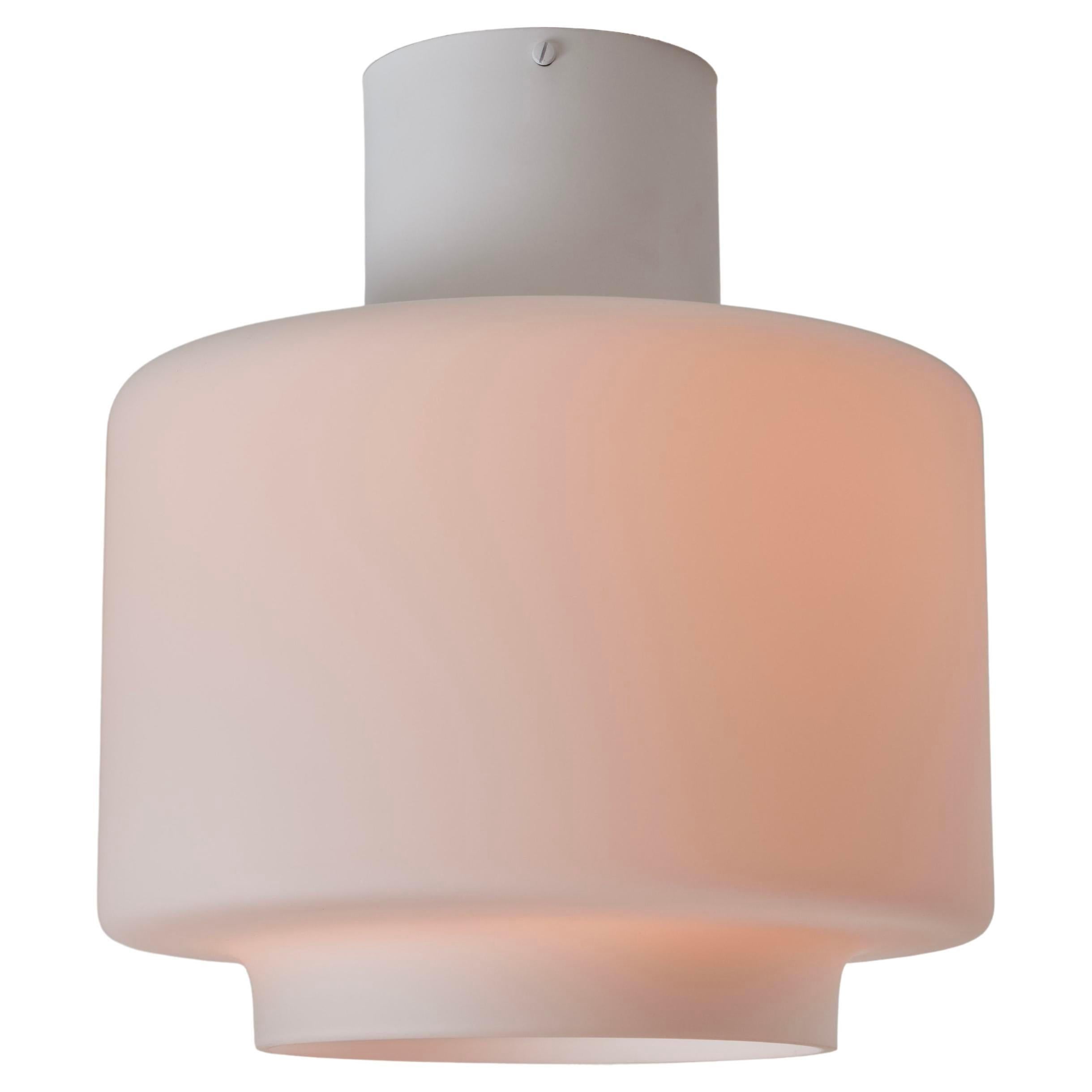 1960s Mauri Almari Opaline Glass and White Metal 'AE 88' Ceiling Lamp for Itsu For Sale 5