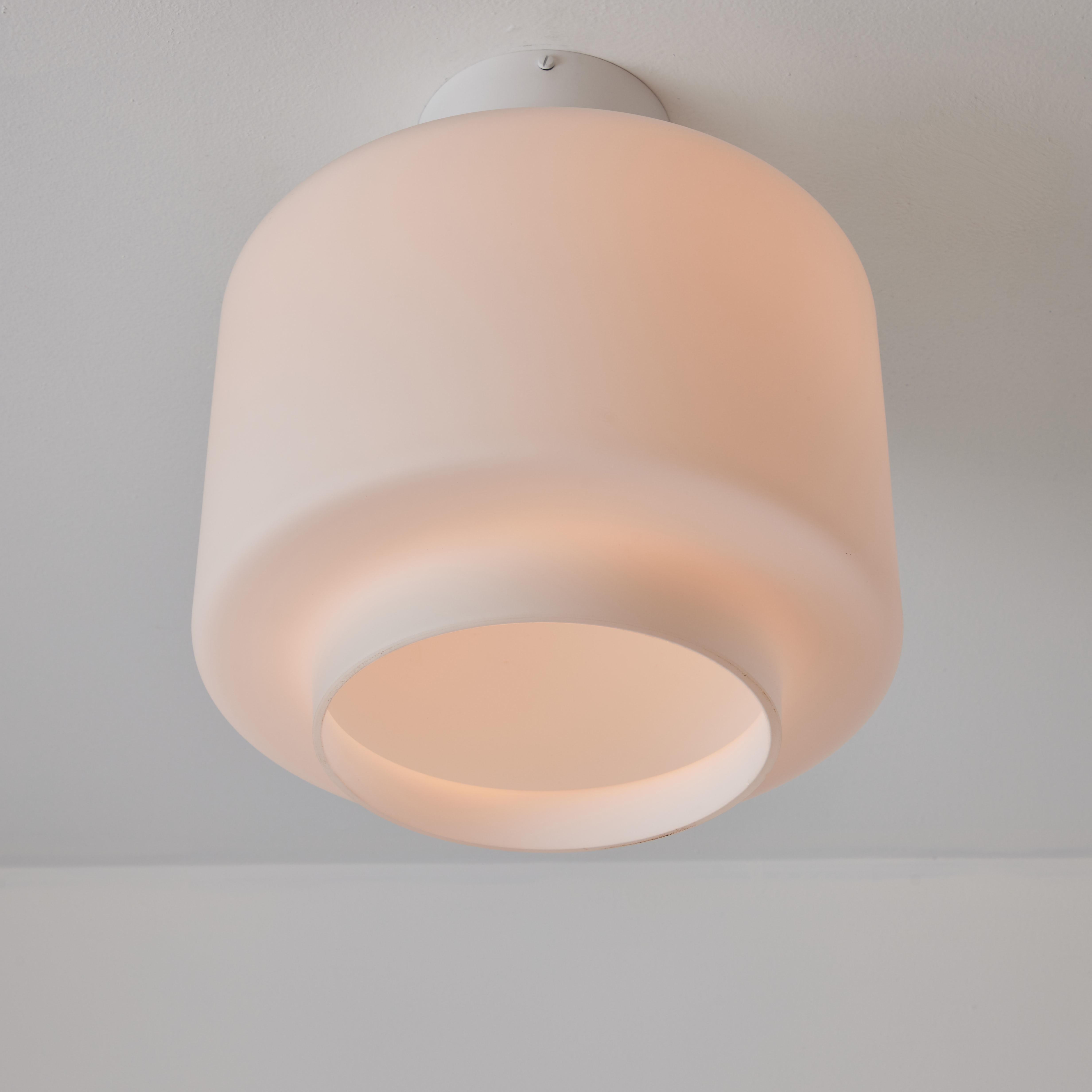 Finnish 1960s Mauri Almari Opaline Glass and White Metal 'AE 88' Ceiling Lamp for Itsu For Sale