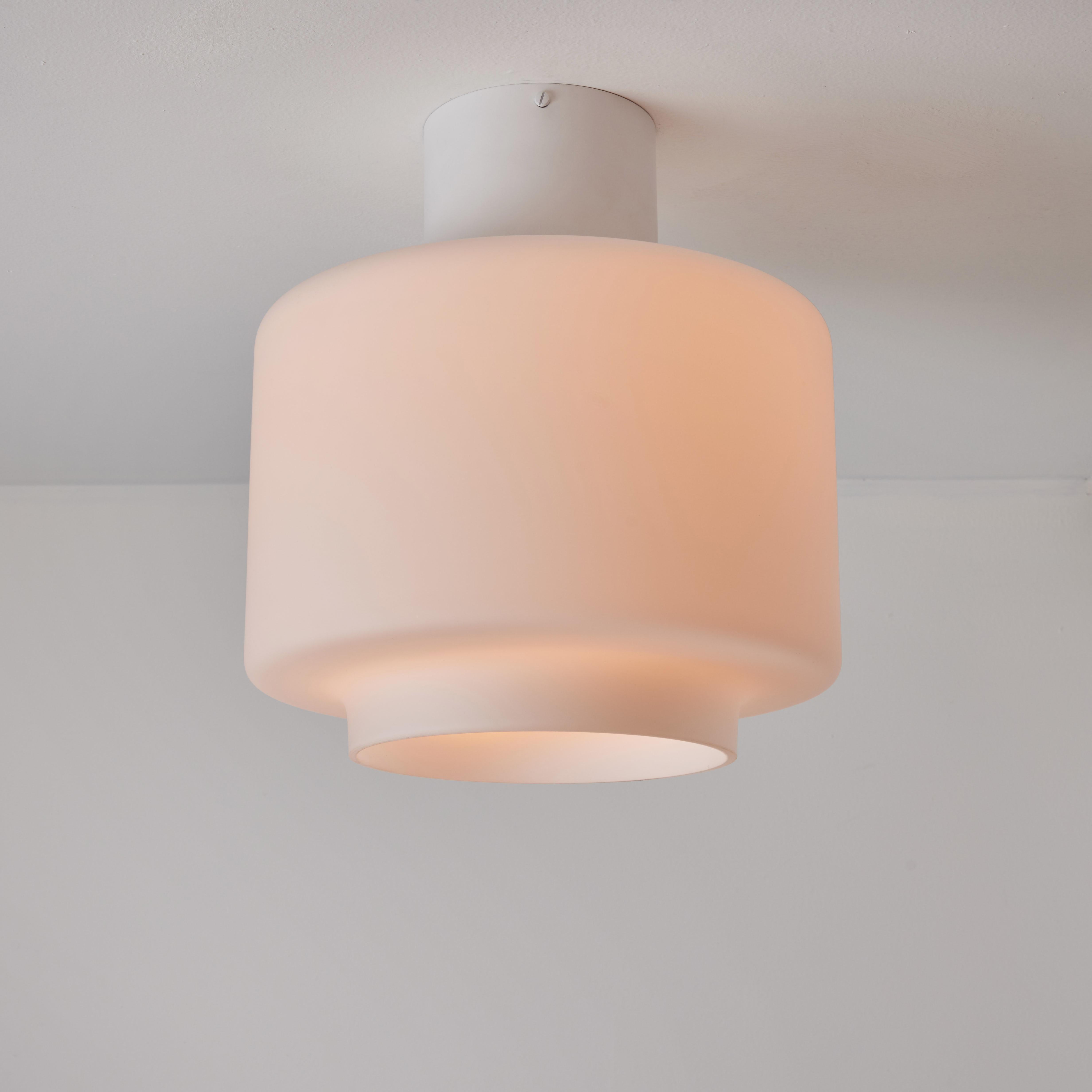 1960s Mauri Almari Opaline Glass and White Metal 'AE 88' Ceiling Lamp for Itsu In Good Condition For Sale In Glendale, CA