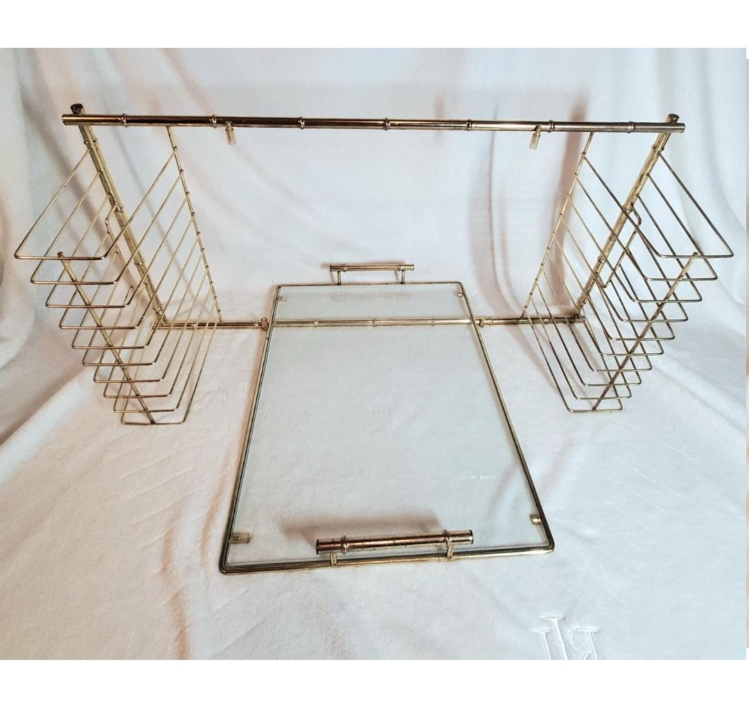 1960s Maurice Duchin Brass and Glass Breakfast Serving Tray For Sale 5