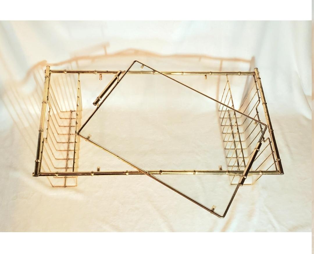 1960s Maurice Duchin Brass and Glass Breakfast Serving Tray For Sale 1