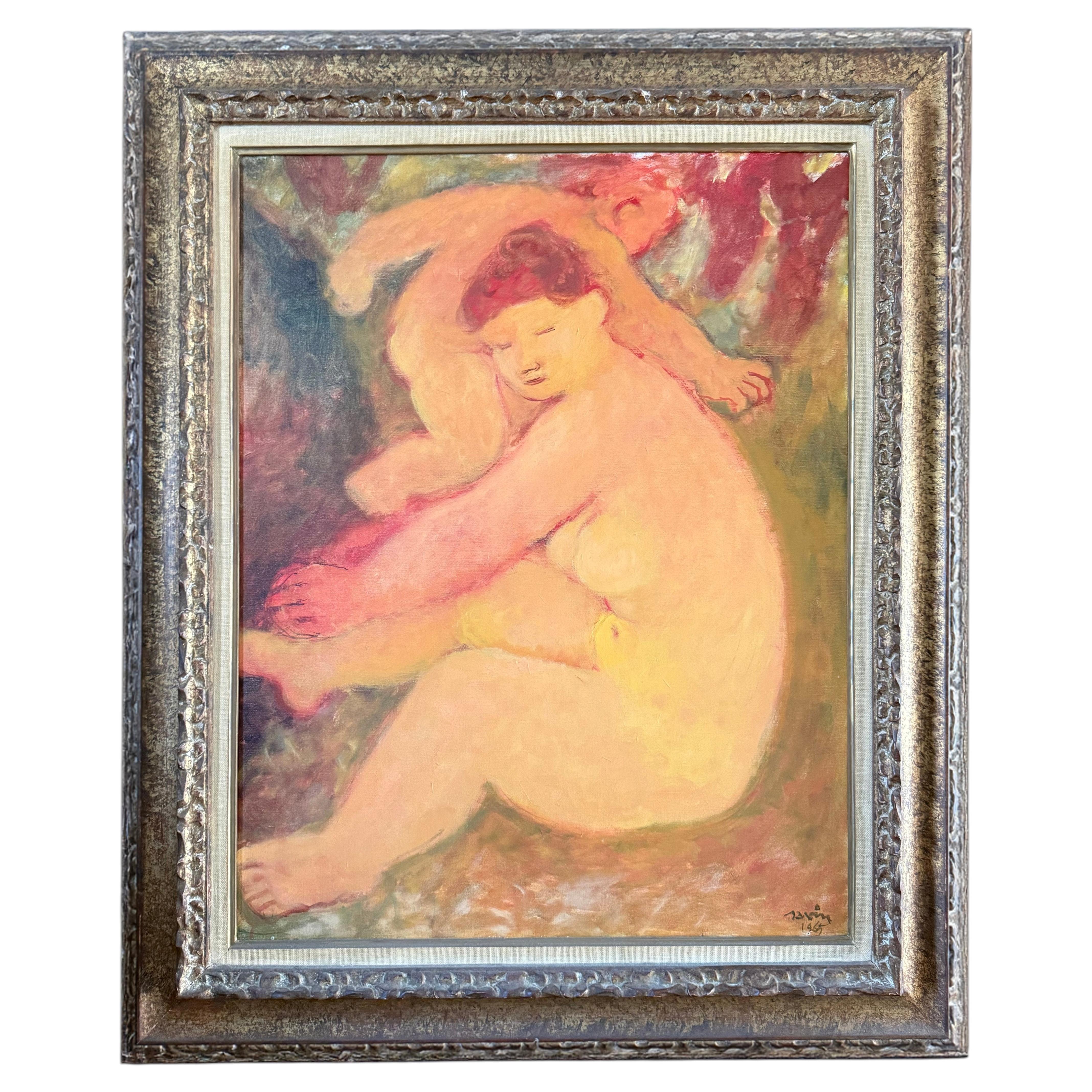 Maurice Savin Les Baigneuses, dipinto a olio con cornice del 1960 in vendita