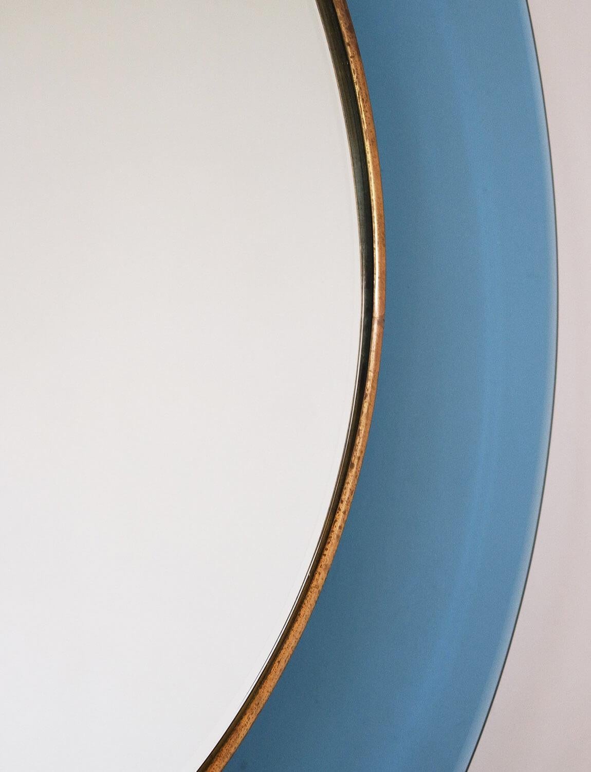 Art Glass 1960s Max Ingrand for Fontana Arte Blue Glass Mirror For Sale