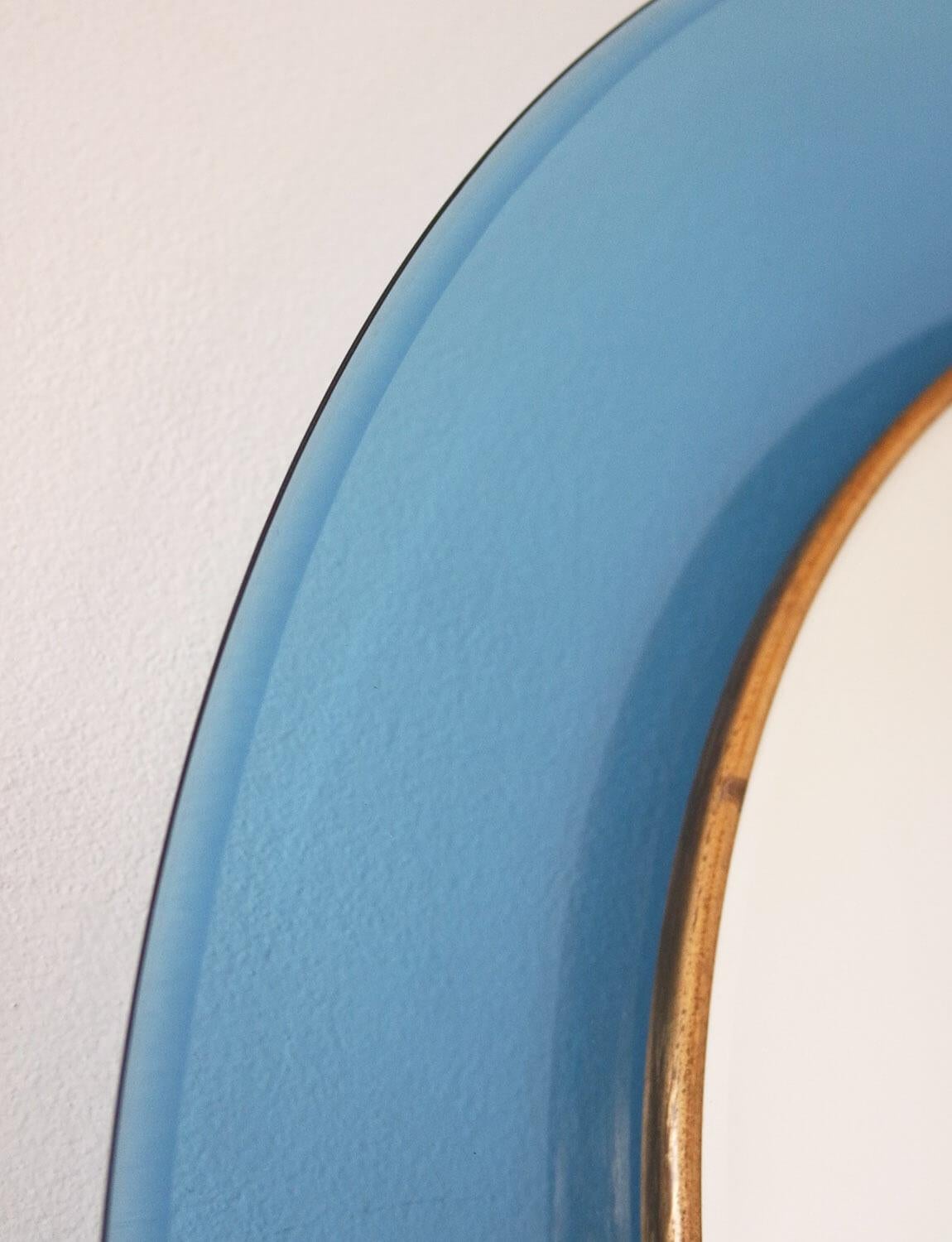 1960s Max Ingrand for Fontana Arte Blue Glass Mirror For Sale 2