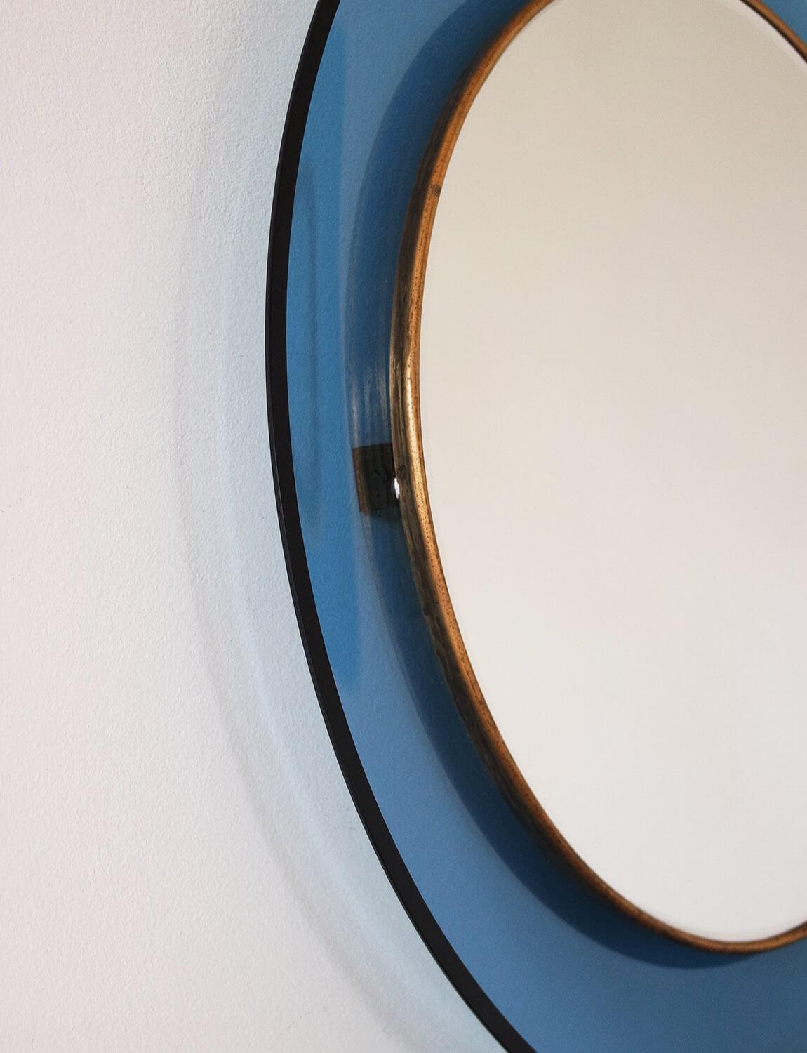 1960s Max Ingrand for Fontana Arte Blue Glass Mirror For Sale 3