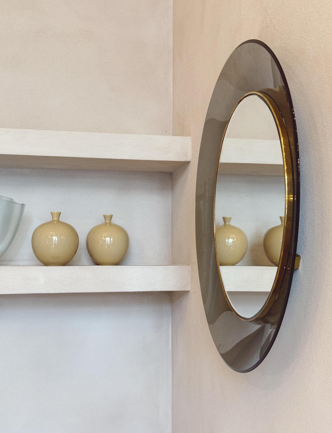 Italiano Specchio in vetro grigio Max Ingrand per Fontana Arte del 1960 in vendita