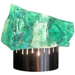 1960s Max Ingrand Midcentury Chiseled Glass Table Lamp for Saint Gobain