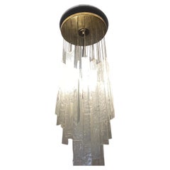 1960s Mazzega Mid-Century Modern Brass and Murano Glass Cascading Chandelier