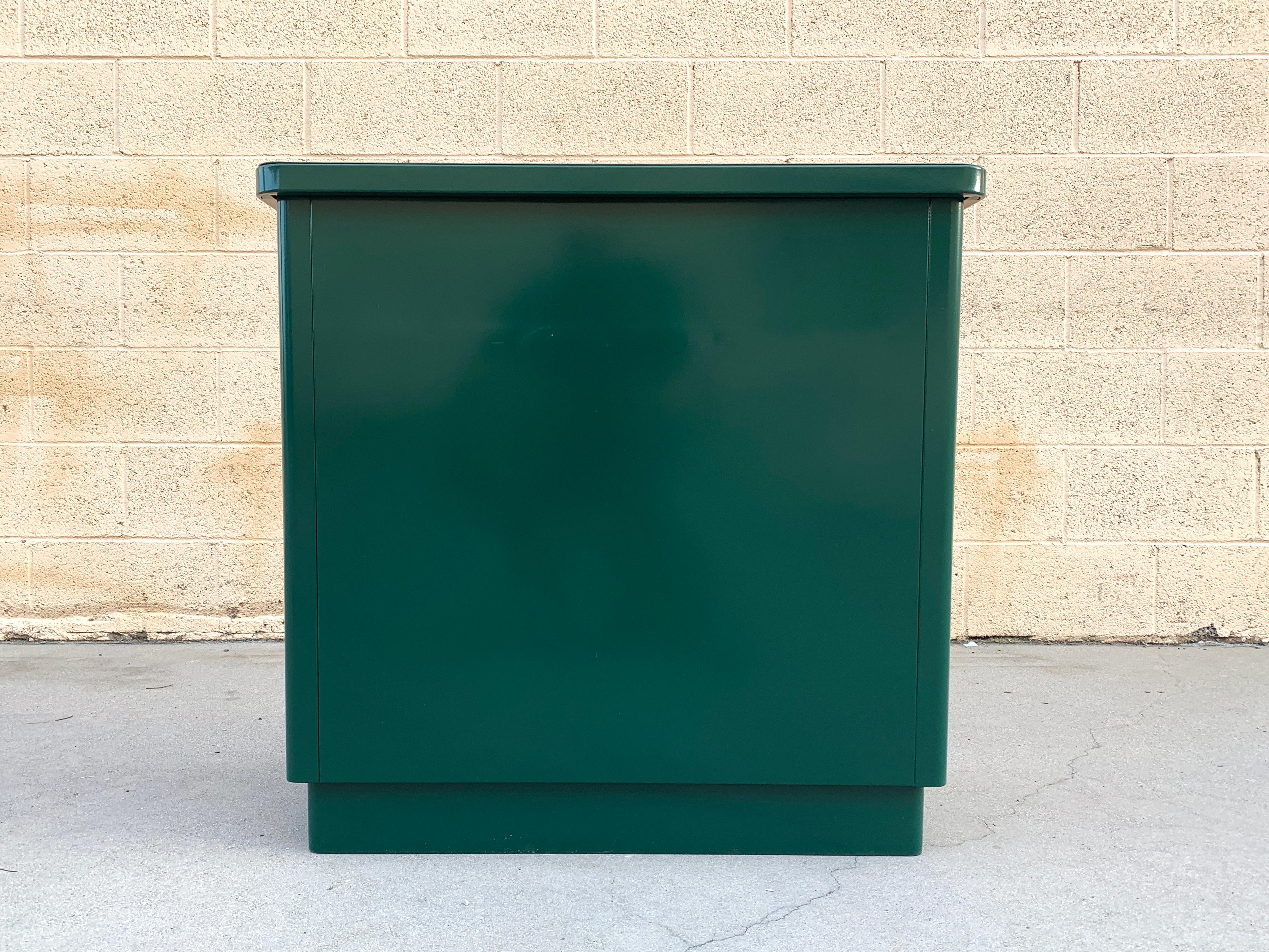 American 1960s McDowell Craig Steel Tanker Office Cabinet Refinished in Forest Green