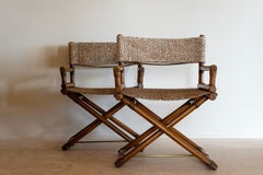 1970's McGuire Directors "X" Chairs (Pair) in Cheetah Print