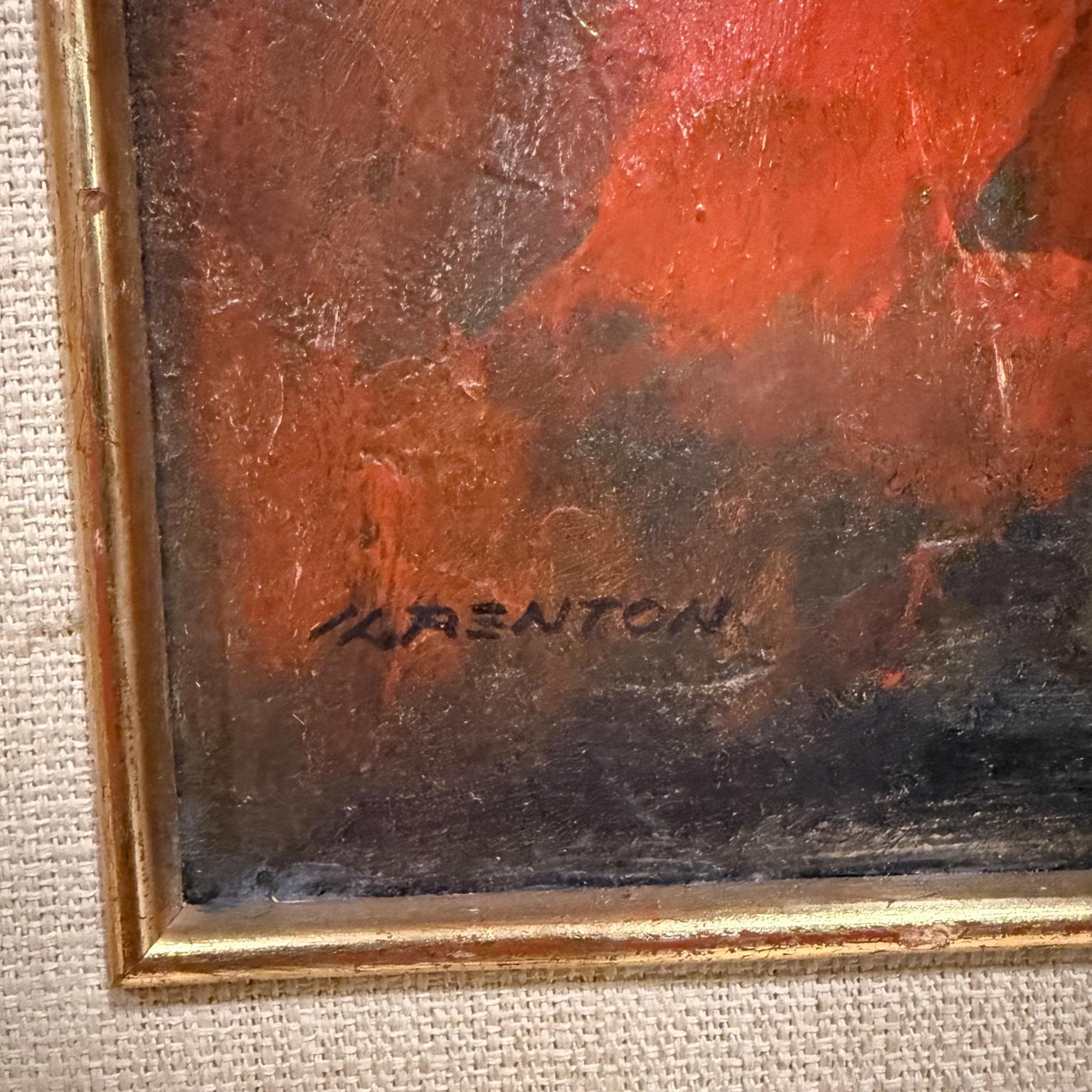 1960s MCM Obra de arte abstracta Pintura al óleo Ciudad de México Hoja de oro en venta
