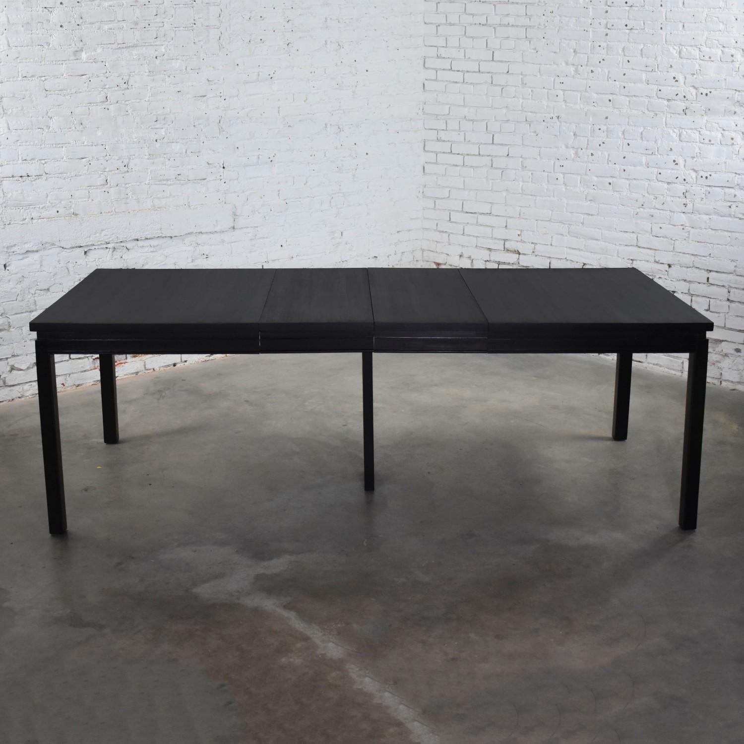 Ash 1960’s MCM Asian Parson Style Black Extension Dining Table For Sale