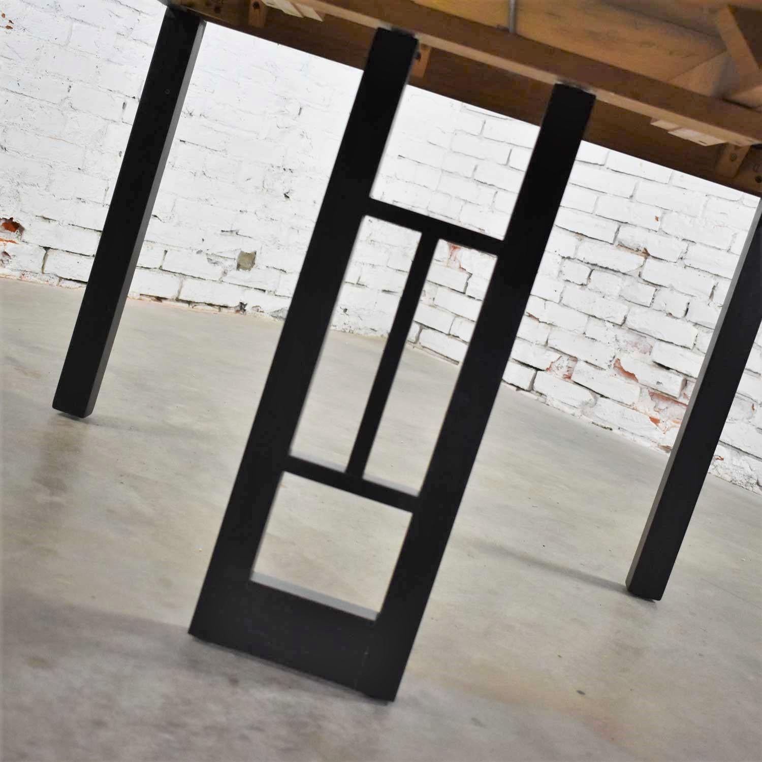 1960’s MCM Asian Parson Style Black Extension Dining Table For Sale 1