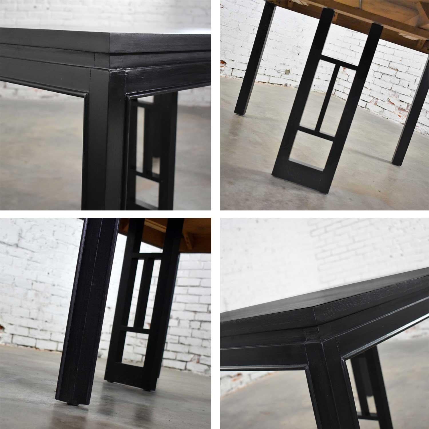 1960’s MCM Asian Parson Style Black Extension Dining Table For Sale 2