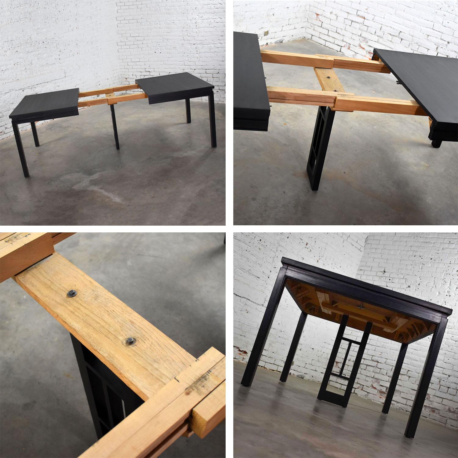 1960’s MCM Asian Parson Style Black Extension Dining Table For Sale 3