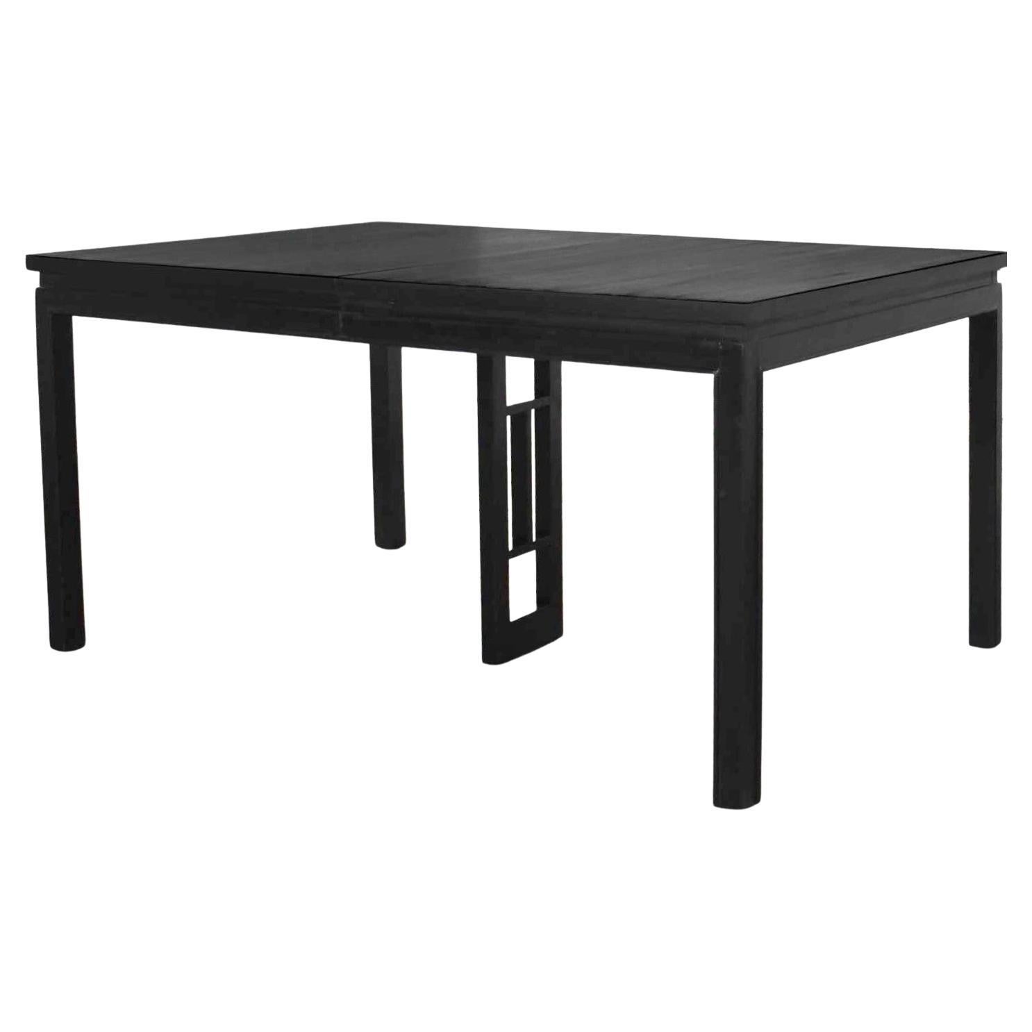 1960’s MCM Asian Parson Style Black Extension Dining Table For Sale