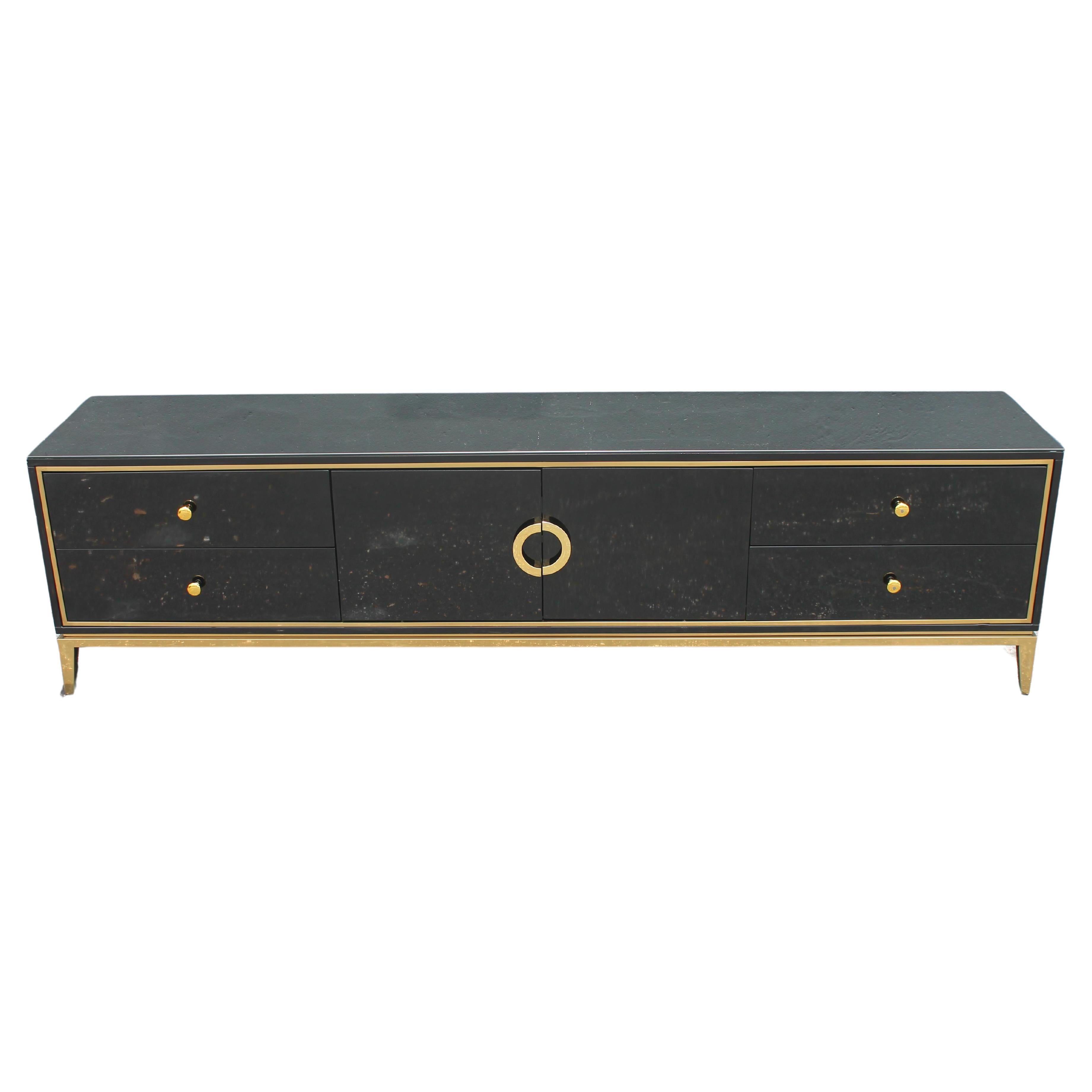 1960's MCM Black Lacquer Low Buffet/ Console/ Credenza style Pierre Cardin For Sale