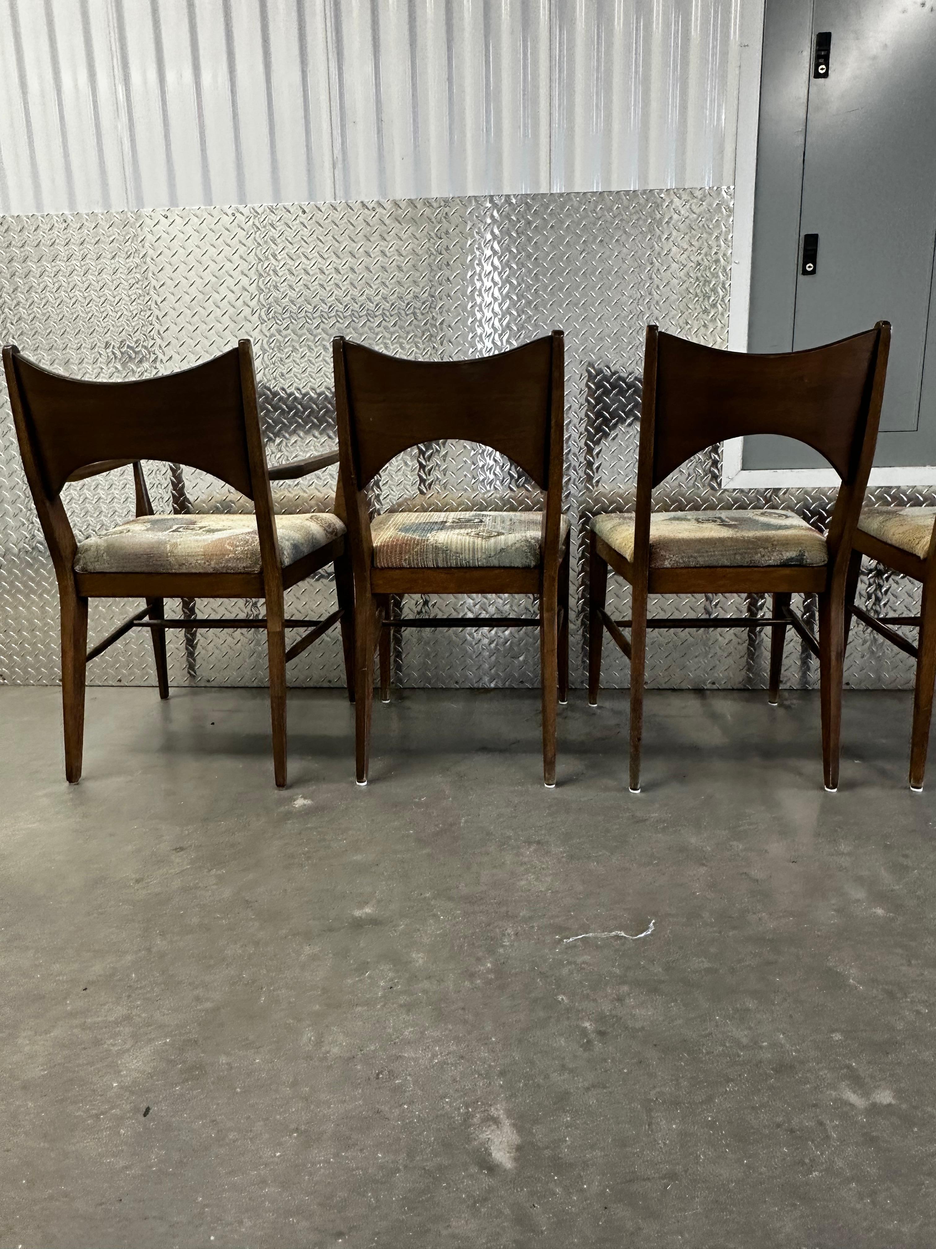 1960s MCM  Broyhill Saga Walnut Paul McCobb Style Dining Chairs, Set of 6 For Sale 3
