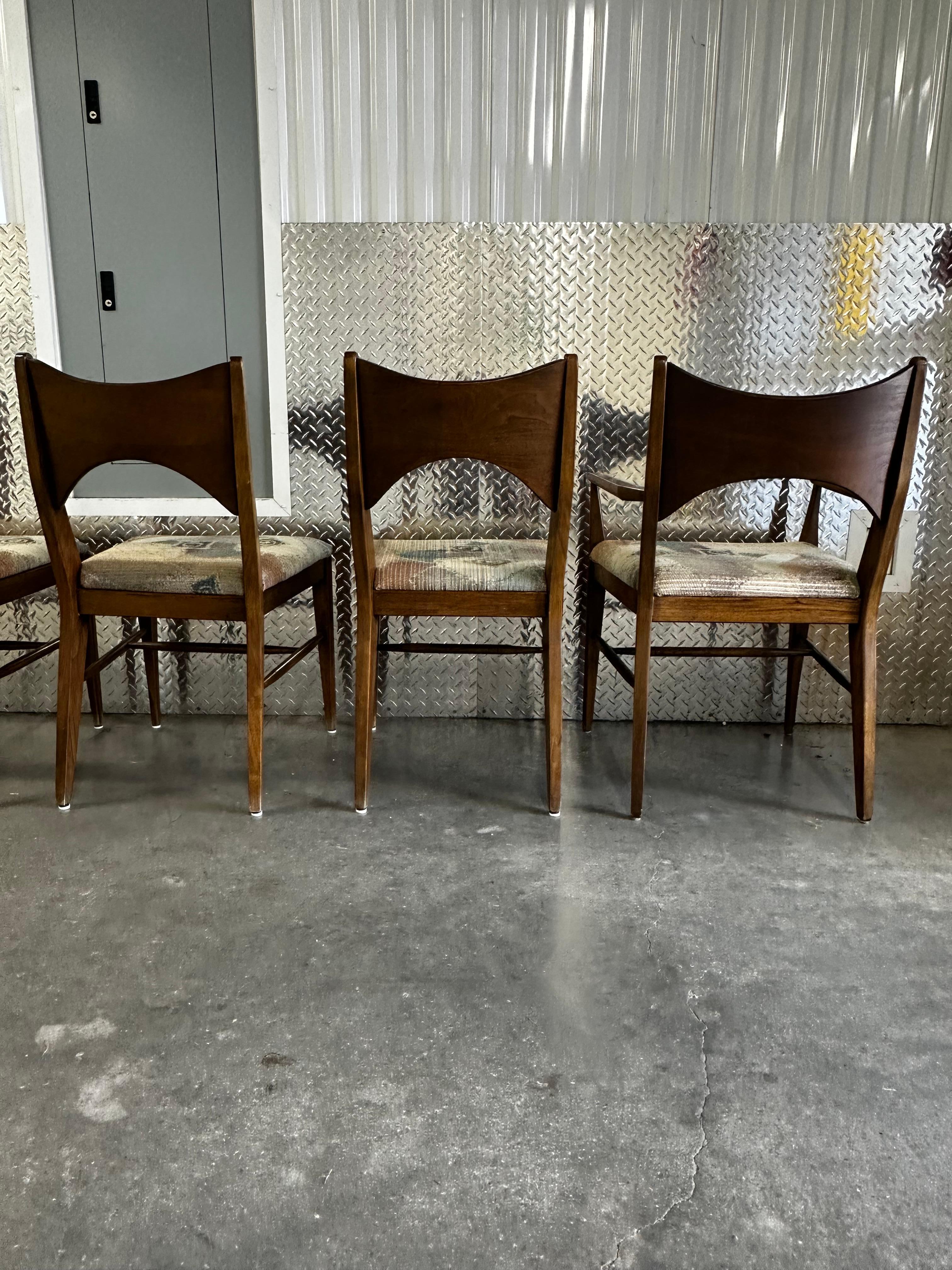 1960s MCM  Broyhill Saga Walnut Paul McCobb Style Dining Chairs, Set of 6 For Sale 4