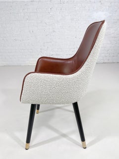 1960s MCM Design and Scandinavian Style Beige Bouclé Fabric and Leather Chair