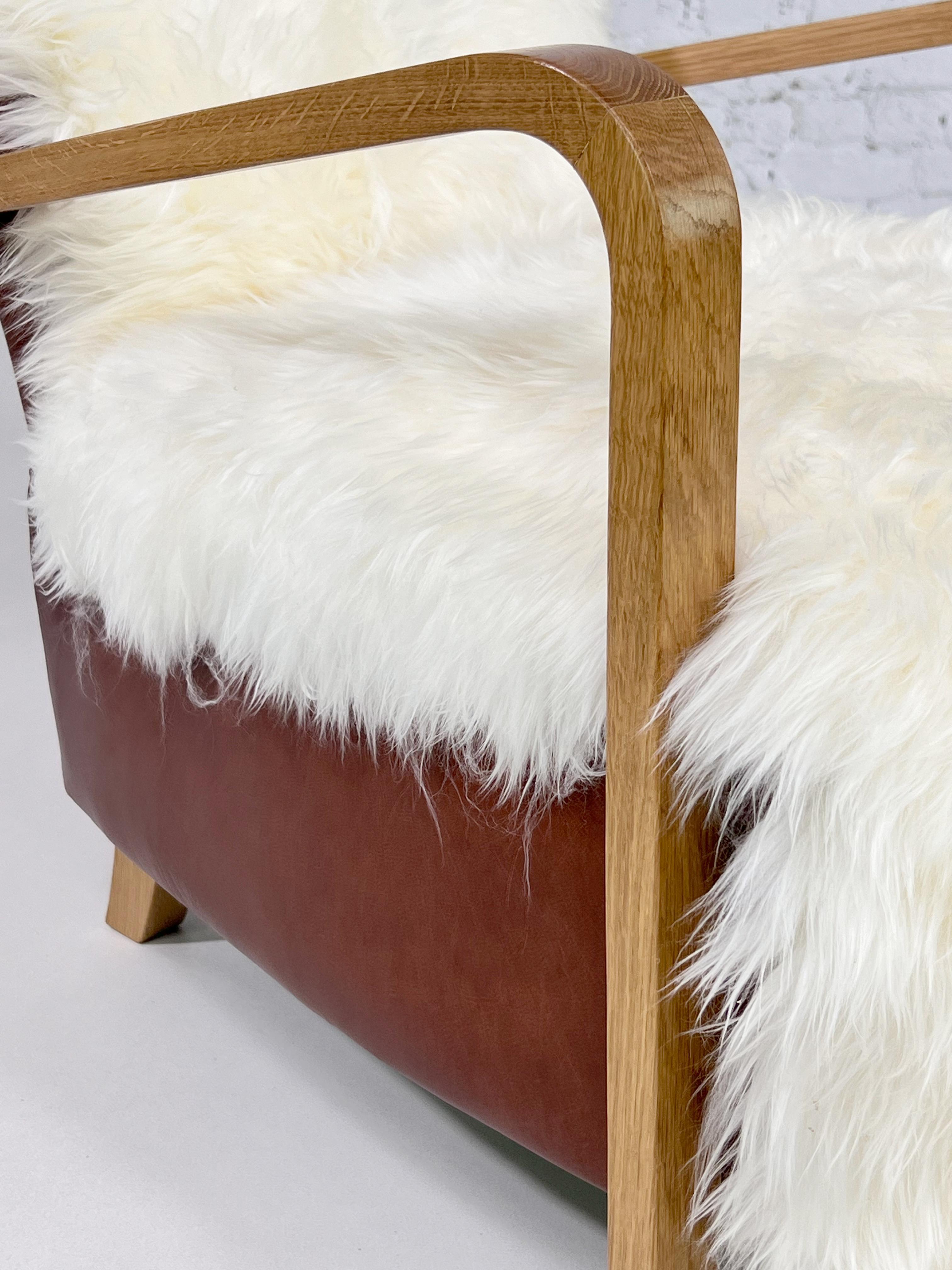 Sessel aus Holz und cognacfarbenem Leder im skandinavischen Stil, MCM-Design, 1960er Jahre  im Zustand „Neu“ im Angebot in Tourcoing, FR