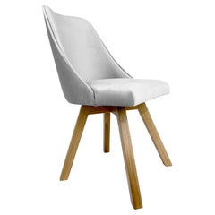 Chaise en bois et velours gris de style scandinave et design MCM des années 1960 