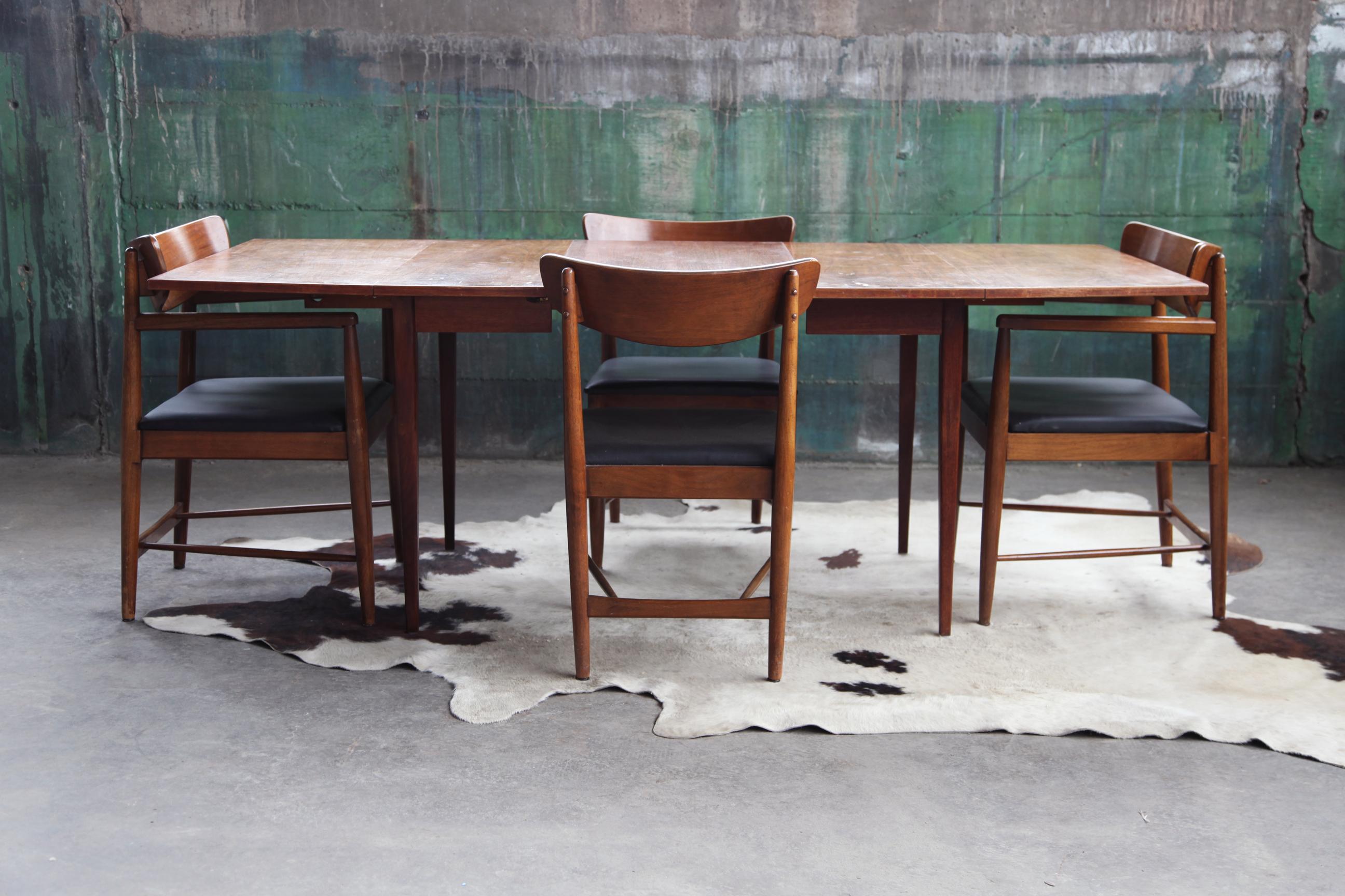 1960s MCM Drexel Kipp Stewart Attributed Walnut Table with Two Drop