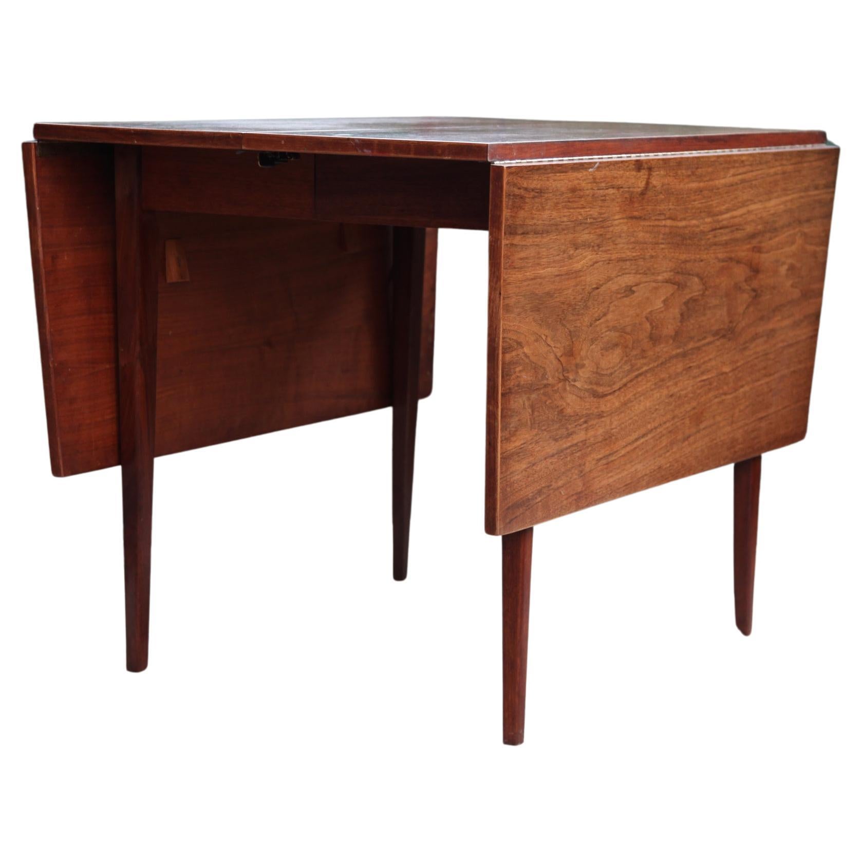 1960s MCM Drexel Kipp Stewart Attributed Walnut Table with Two Drop Leaves