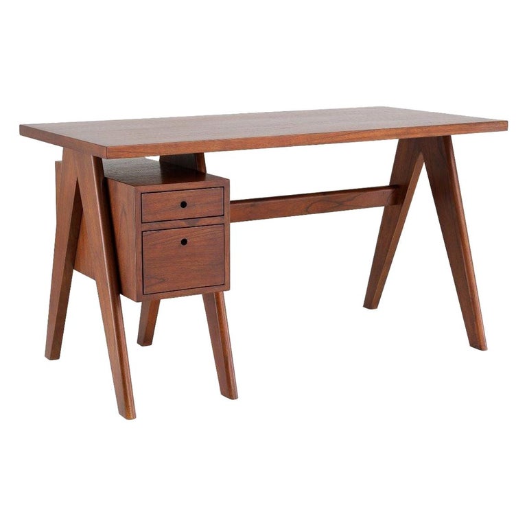 Photo inspiration: Dark Wooden Scandinavian Desk Design Inspiration Reference: 1960S Mcm French Design And Scandinavian Style Wooden Desk For