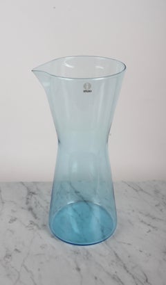 1960s MCM Light Blue Glass Carafe / Pitcher by Kaj Franck for iittala Finland