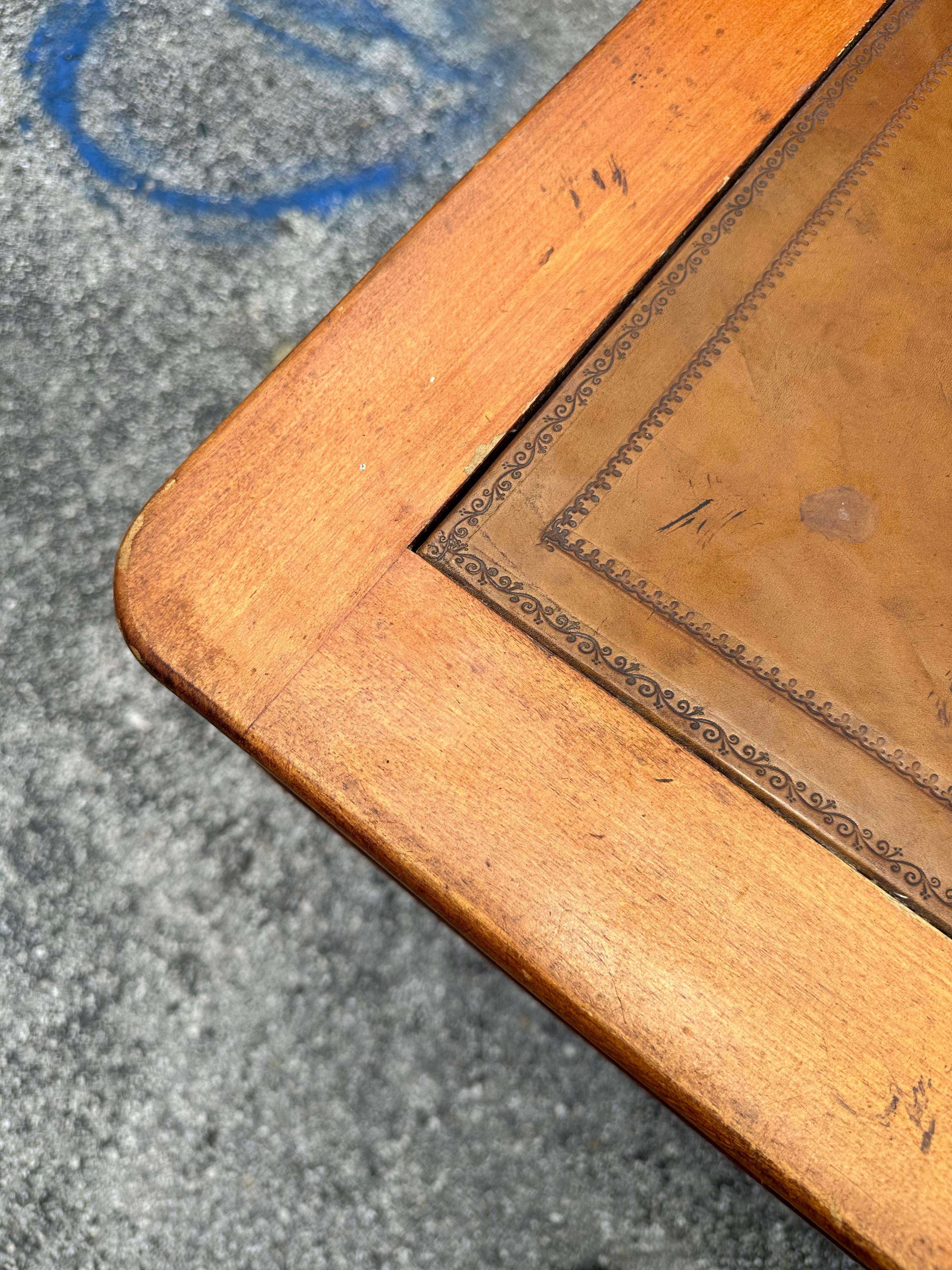 1960s MCM Rattan Wood Leather Top Desk 11