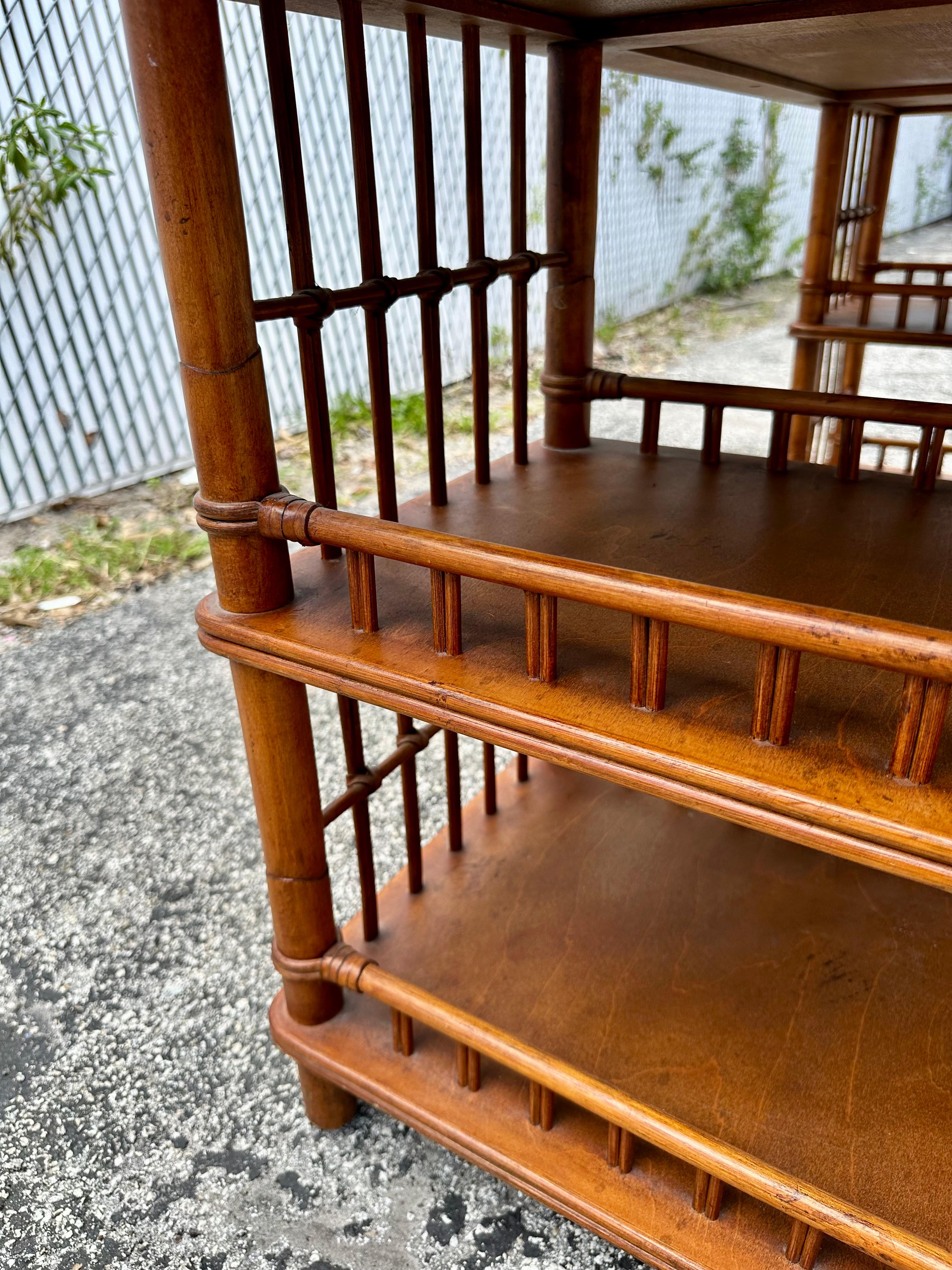 1960s MCM Rattan Wood Leather Top Desk 12