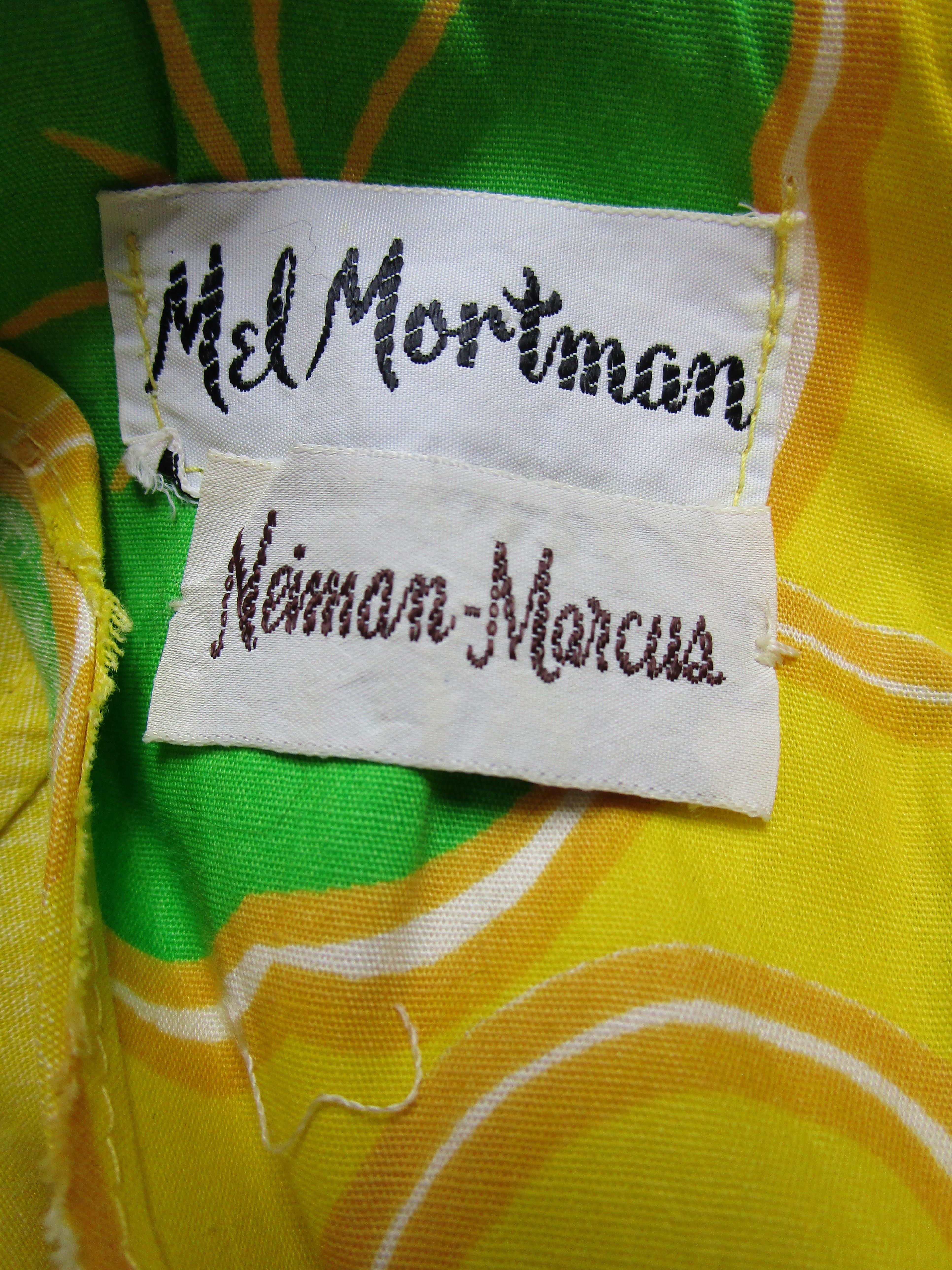 1960's Mel Mortman for Neiman Marcus Multi-tone “Pop” Floral Mini Dress 2