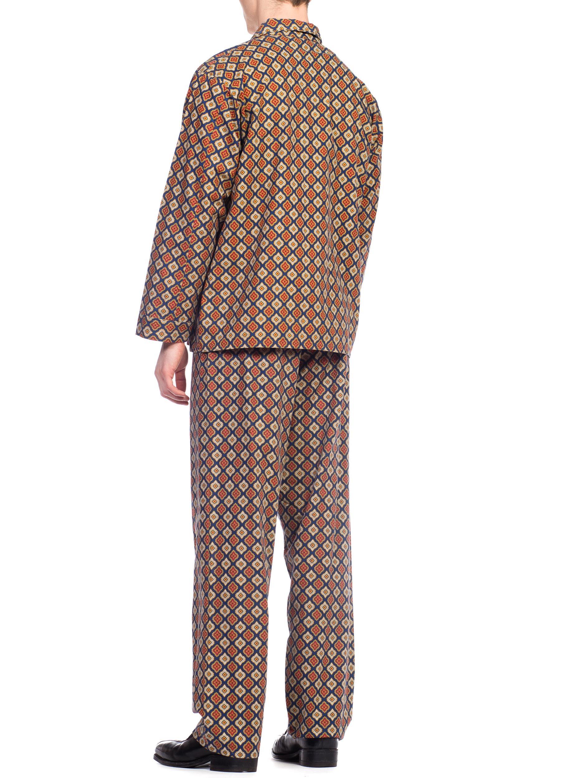 1960S Foulard Printed Cotton Men's Pajamas Set 2