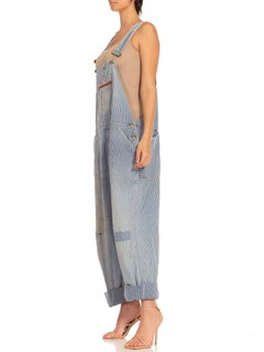 1960S Mens Railroad Striped Overalls