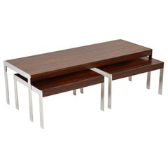 1960s Merrow Associates Wood and Chrome Nesting Coffee Table