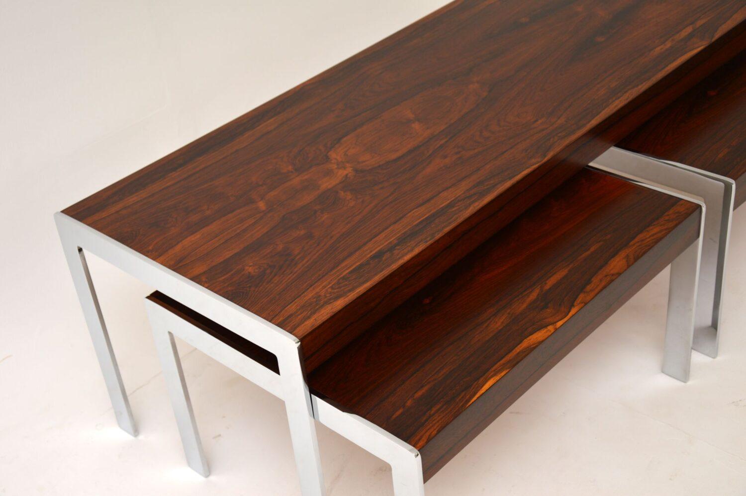 1960s Merrow Associates Wood and Chrome Nesting Coffee Table 4