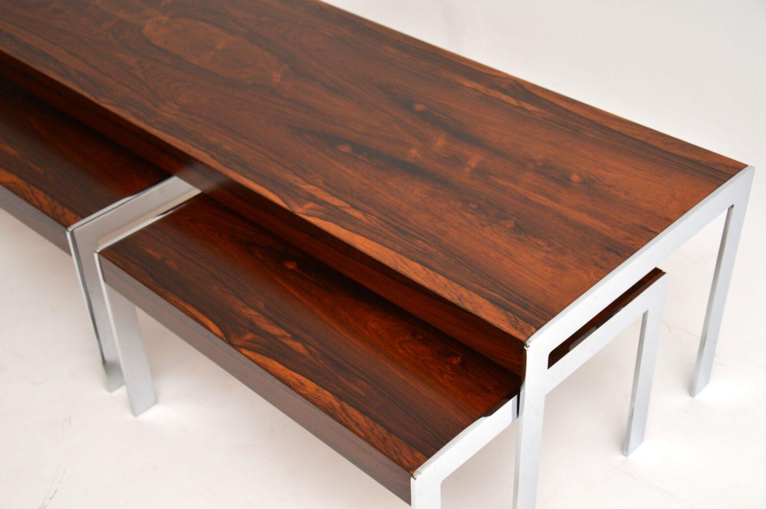 1960s Merrow Associates Wood and Chrome Nesting Coffee Table 5
