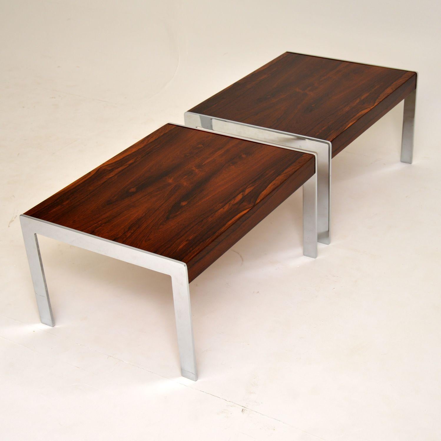 English 1960s Merrow Associates Wood and Chrome Nesting Coffee Table