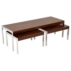 1960s Merrow Associates Wood and Chrome Nesting Coffee Table