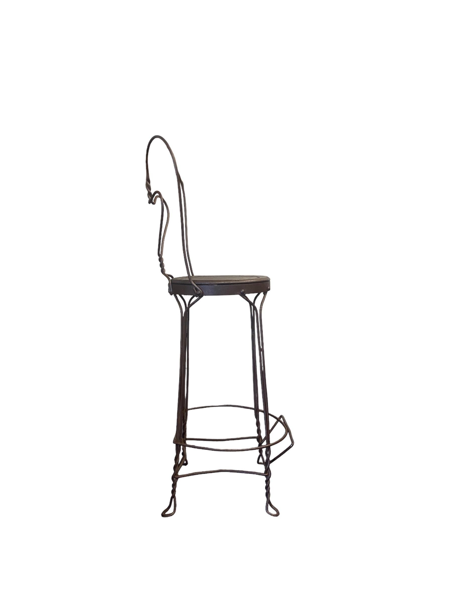 Mid-20th Century 1960's Meta Twisted Ice Cream Parlor Salon Bar Stools - Set of 4