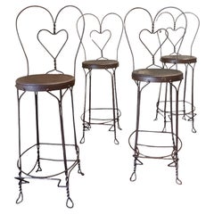 1960's Meta Twisted Ice Cream Parlor Salon Bar Stools - Set of 4