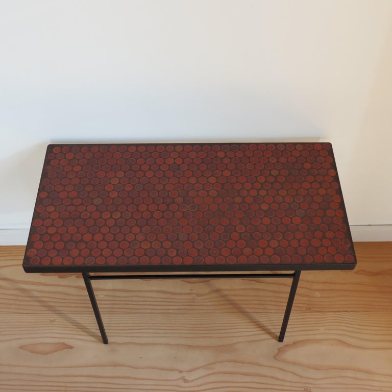 1960s Metal and Ceramic Pebble Tiled Mosaic Table at 1stDibs