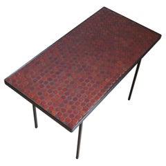 1960s Metal and Ceramic Pebble Tiled Mosaic Table