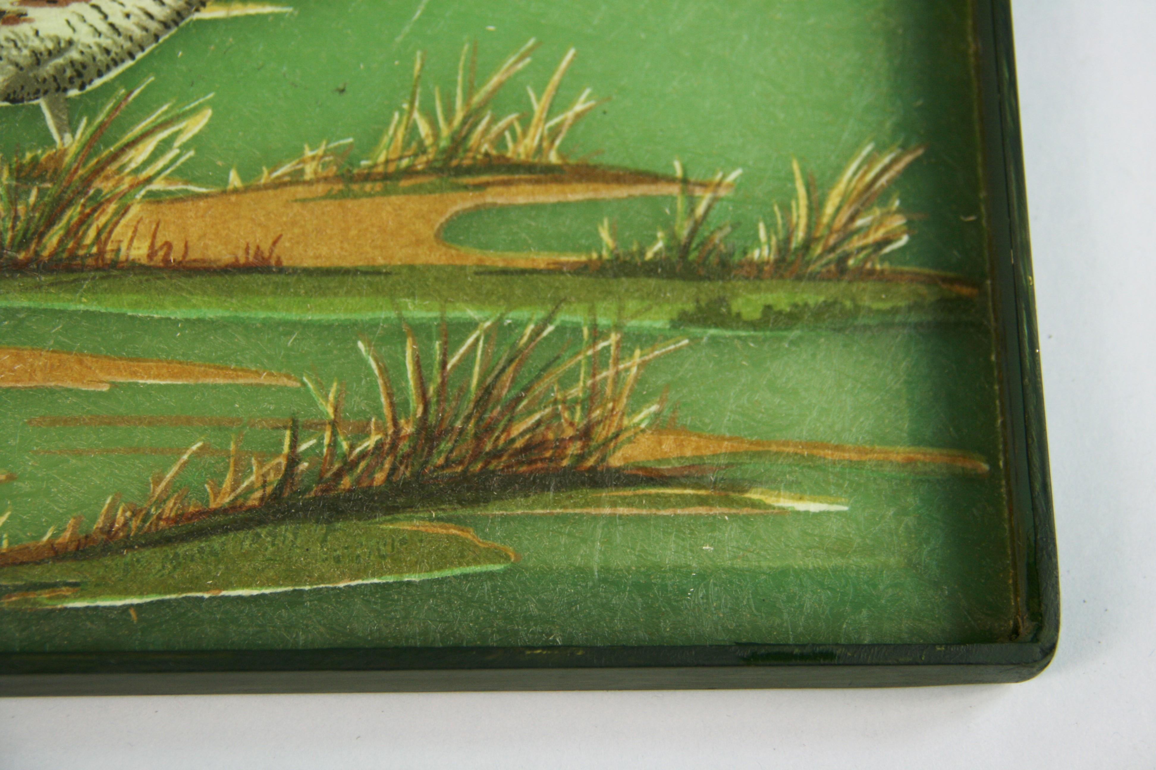 1960's Metal and Fiberglass Serving Tray with Quail Fowl Drawings 7
