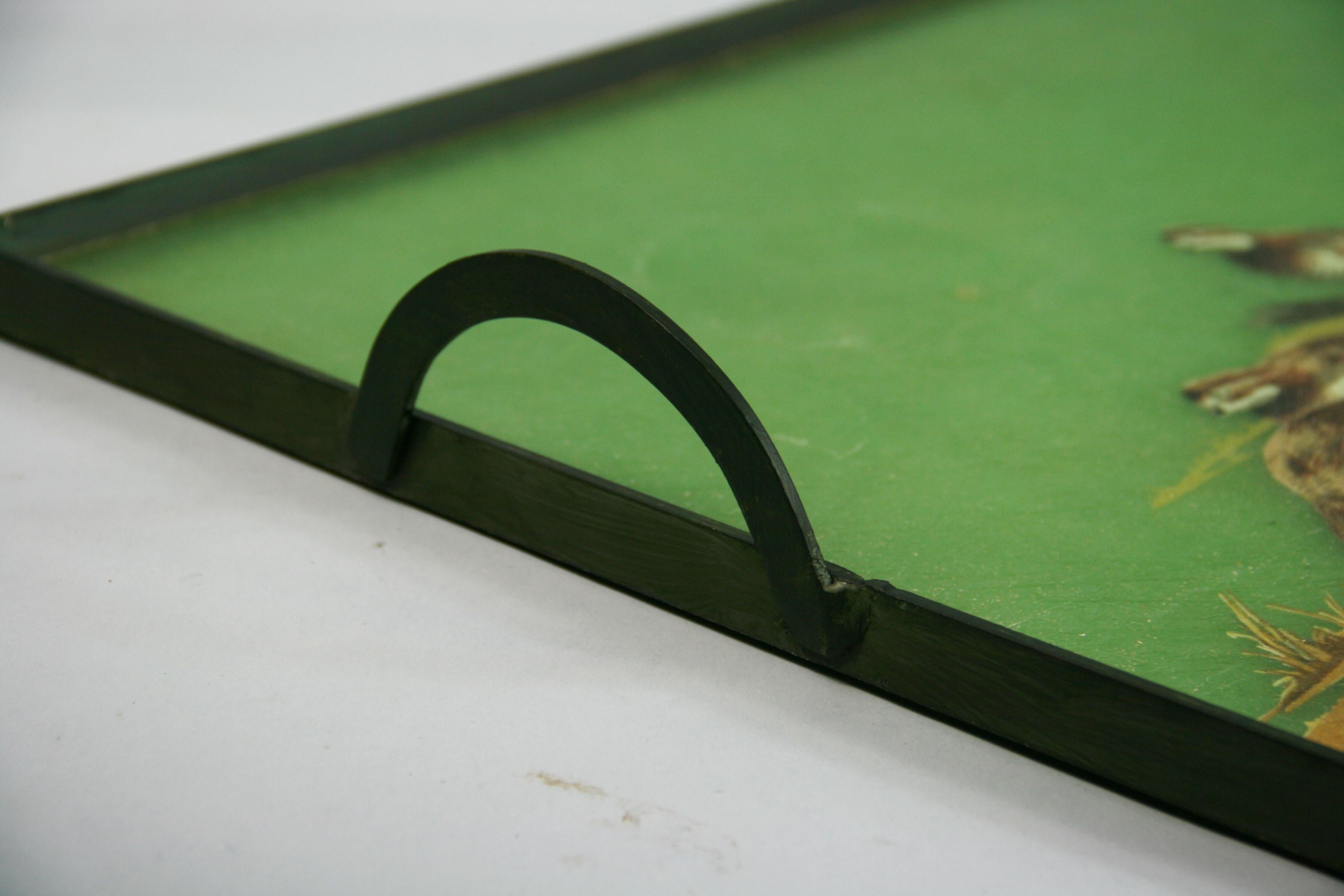 1960's Metal and Fiberglass Serving Tray with Quail Fowl Drawings 4