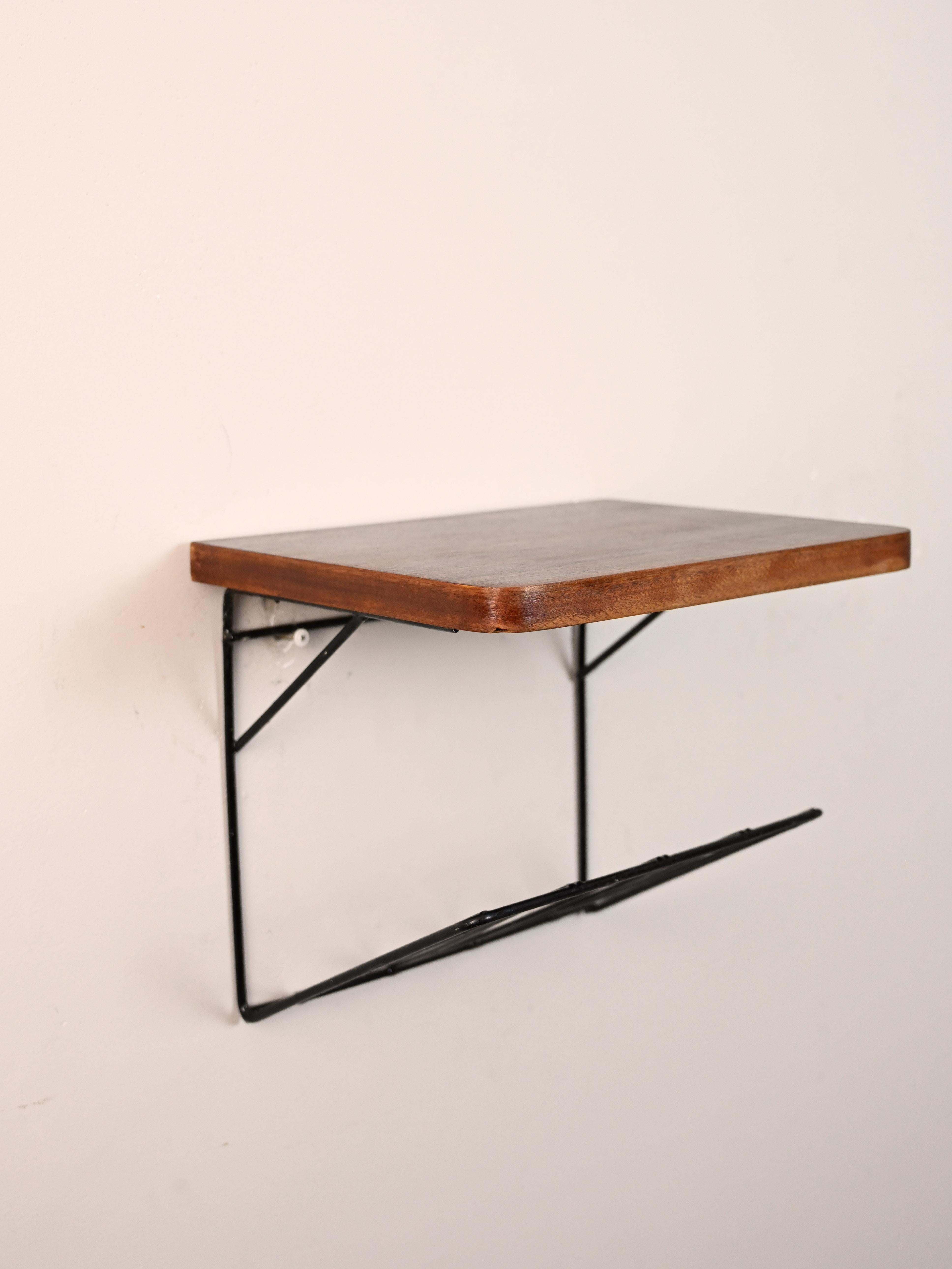 Scandinavian Modern 1960s metal and teak bedside table For Sale